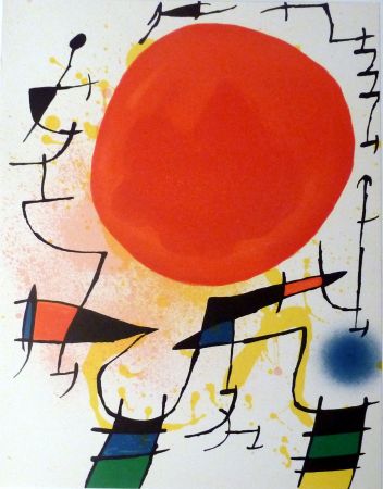 Litografía Miró - Le Soleil Rouge