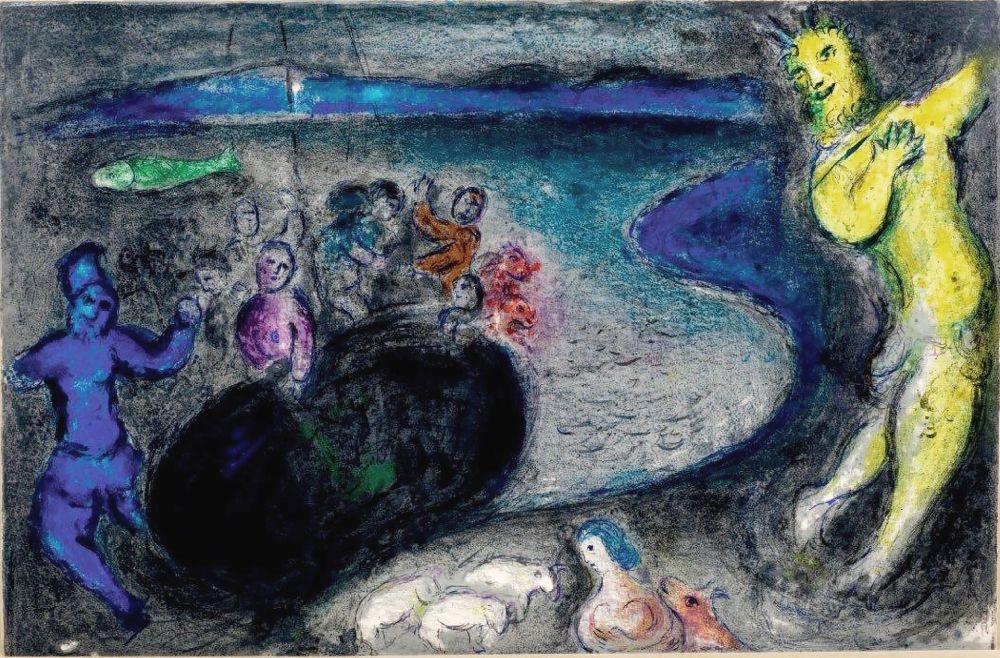 Litografía Chagall - LE SONGE DU CAPITAINE BRYIAXIS (de la suite Daphnis & Chloé - 1961)