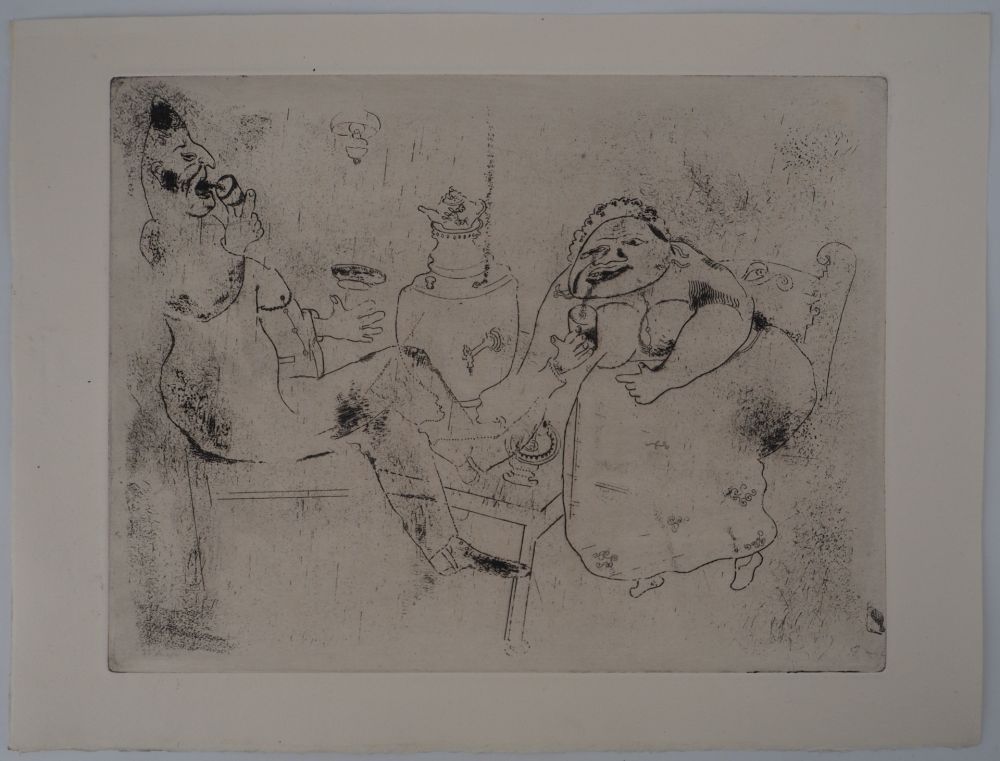 Grabado Chagall - Le thé du matin