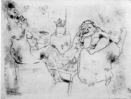 Aguafuerte Chagall - Le thé du matin