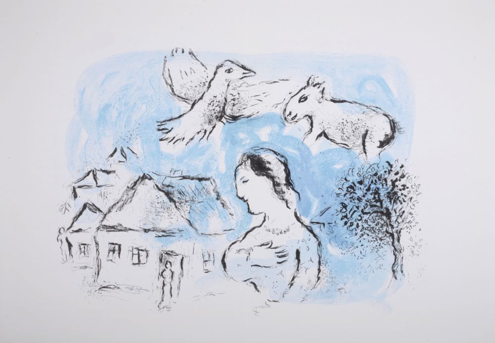 Litografía Chagall - Le Village, 1977