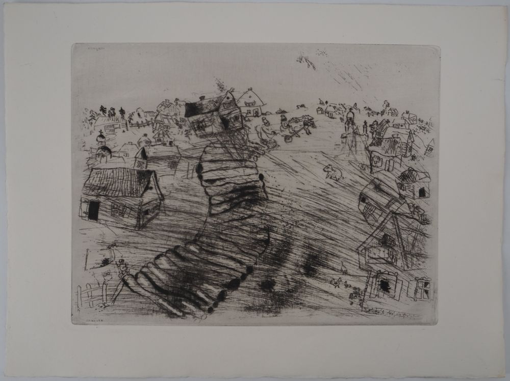 Grabado Chagall - Le village de Pliouchkine
