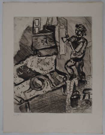 Grabado Chagall - Le villageois et le serpent