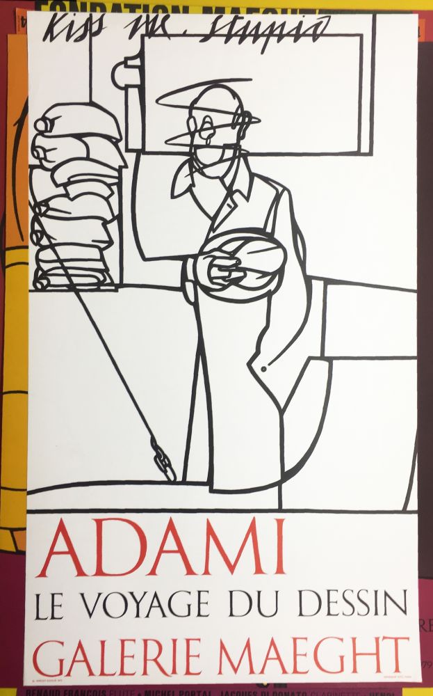 Litografía Adami - LE VOYAGE DU DESSIN. Adami 1975 (affiche originale).