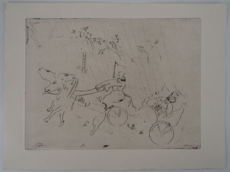 Grabado Chagall - Le voyage en calèche (En route vers Sobakévitch)