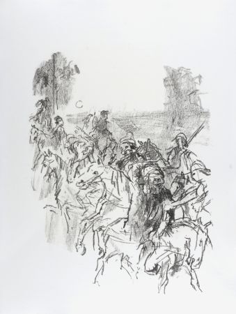 Litografía Kokoschka - Lear and his men leaving Goneril's castle, 1963