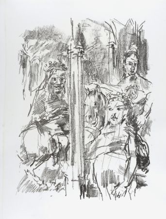 Litografía Kokoschka - Lear, Regan, Goneril, 1963