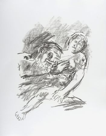 Litografía Kokoschka - Lear with Cordelia in his arms, 1963