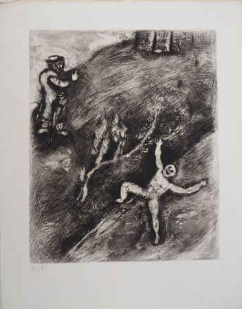 Grabado Chagall - L'enfant et le maitre d'école