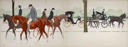 Litografía Goursat - Les Acacias : M. Castillo, Marquis du Lau, Antoine de Gontaut-Biron, Duc de Brissac, Réjane, Prince Troubetskoi, c. 1900-1925