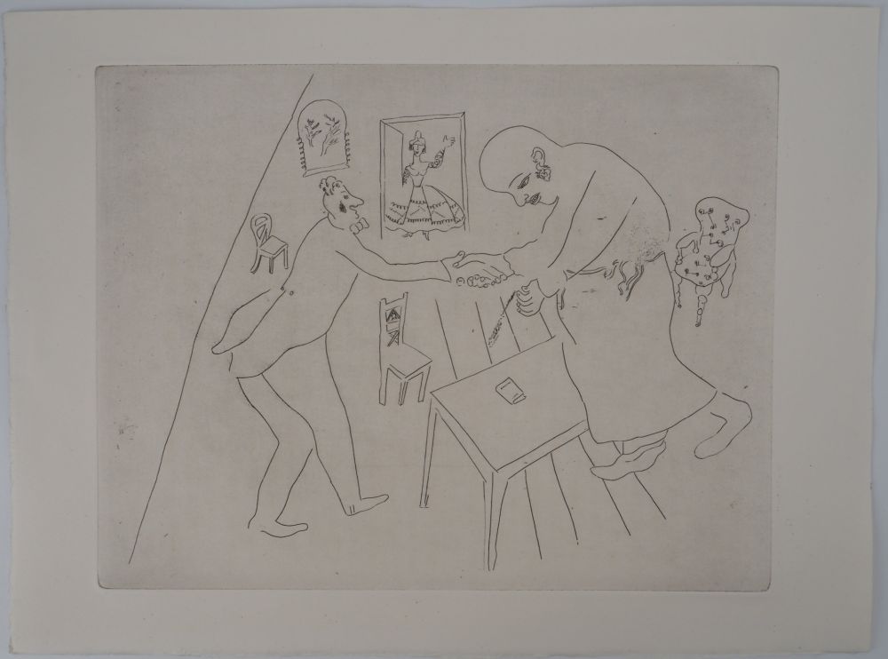 Grabado Chagall - Les adieux de Tchitchikov à Manilov