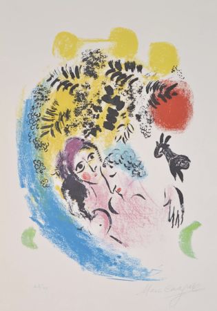 Litografía Chagall - Les Amoureux A Soleil Rouge - M285