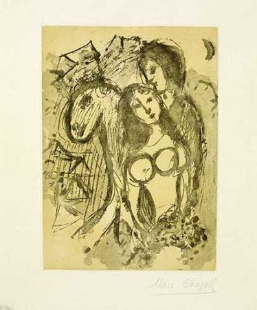 Grabado Chagall - Les amoureux au cheval