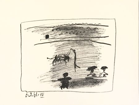 Litografía Picasso - Les Banderilles (A los Toros), 1961 (B.1016), Original lithograph on wove paper, 1961