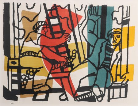 Litografía Leger - Les constructeurs 