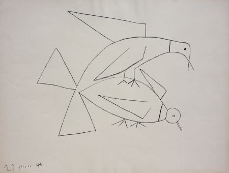 Litografía Picasso - Les Deux Tourterelles II (B. 406) Two Turtle-doves