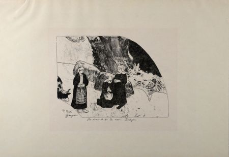 Litografía Gauguin - Les drames de la mer Bretagne, 1889 - Very scarce!