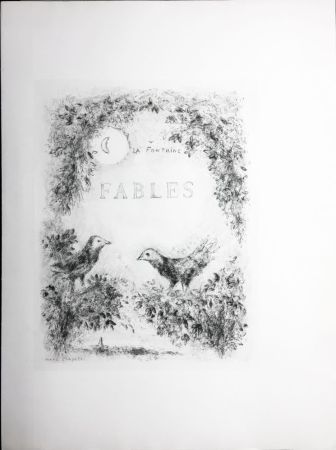 Aguafuerte Chagall - LES FABLES DE LA FONTAINE (Couverture gravée du tome 2). 1952