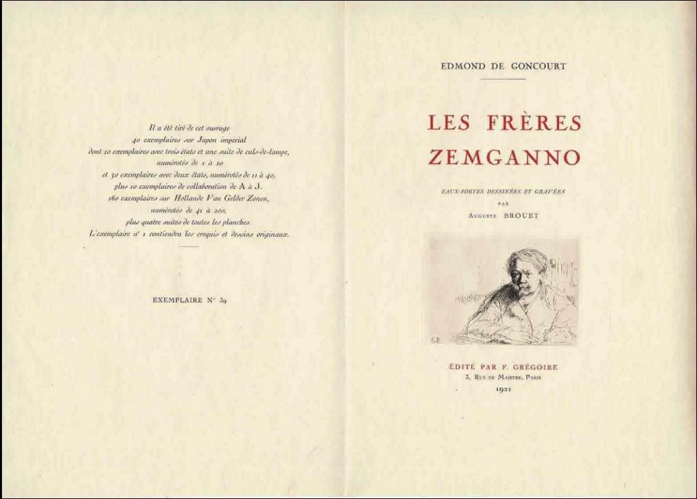 Libro Ilustrado Brouet - Les frères Zemganno. Eaux-fortes dessinées et gravées par Auguste Brouet.