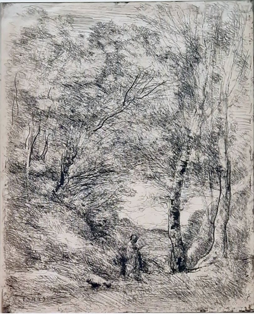 Grabado Corot - Les jardins d'Horace