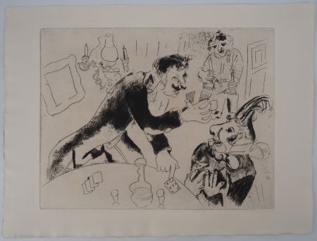 Grabado Chagall - Les joueurs de cartes (Les cartes à jouer)