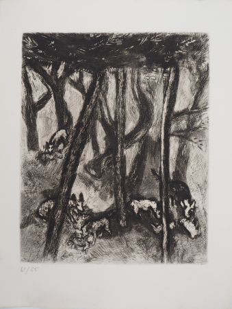 Grabado Chagall - Les loups et les brebis