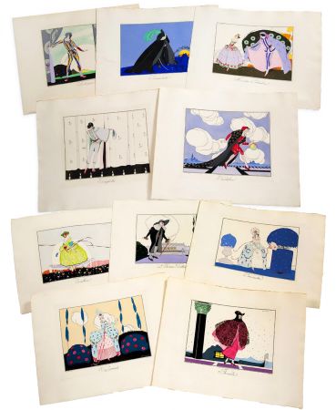 Libro Ilustrado Brunelleschi - LES MASQUES ET LES PERSONNAGES DE LA COMÉDIE ITALIENNE, expliqués par Gérard d'Houville, et interprétés par Brunelleschi, en douze estampes coloriées (1914)