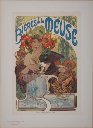 Litografía Mucha - Les Maîtres de l'Affiche : Bières de la Meuse, 1899