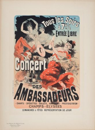 Litografía Cheret - Les Maîtres de l'Affiche : Concert des Ambassadeurs, 1891