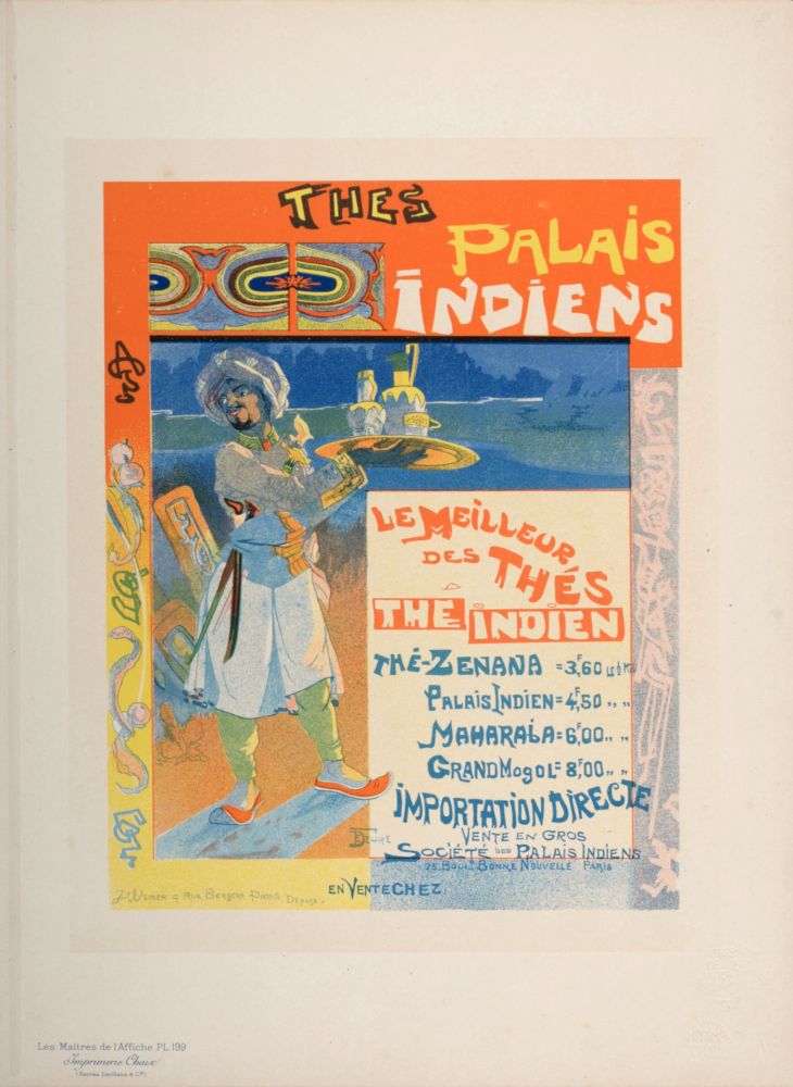 Litografía De Feure - Les Maîtres de l'Affiche : Thés Palais Indiens, 1895