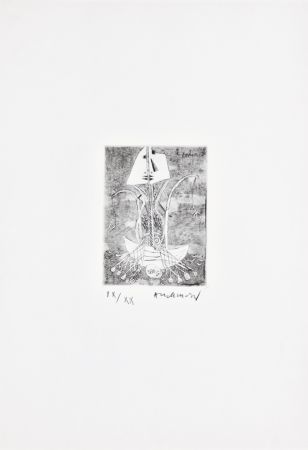 Aguafuerte Alechinsky - Les métiers 01: Le pêcheur