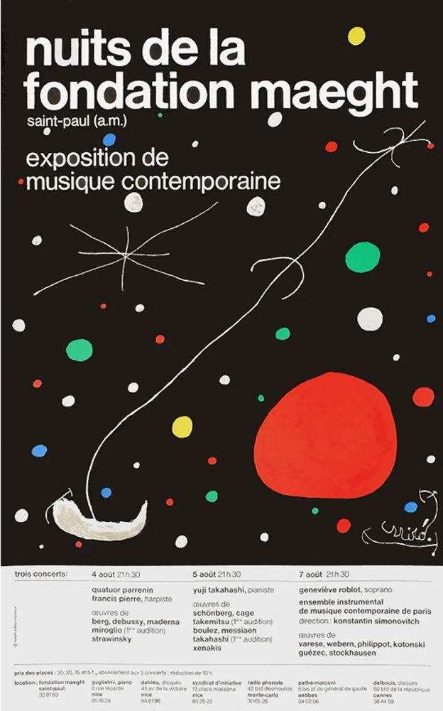 Cartel Miró - LES NUITS DE LA FONDATION MAEGHT (1967). Affiche originale