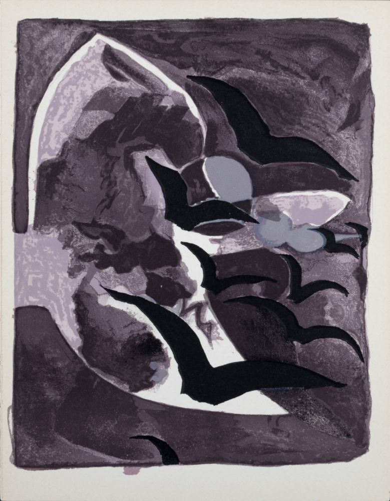 Litografía Braque - Les Oiseaux de nuit, 1964.