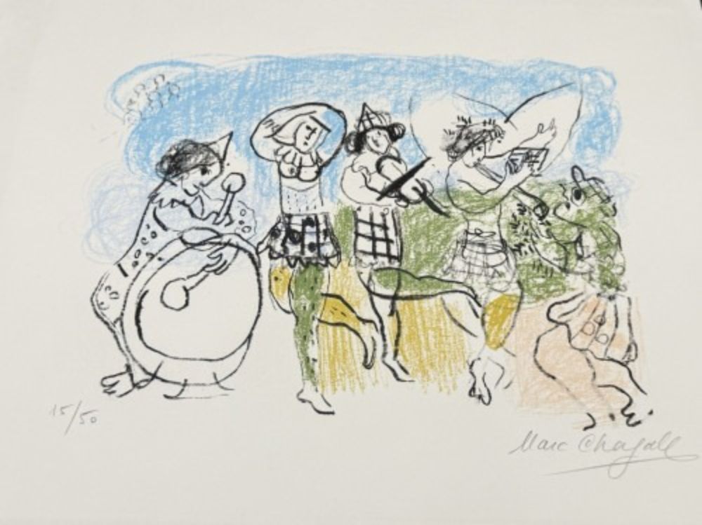Litografía Chagall - Les Petits Arlequins (The Little Harlequins)