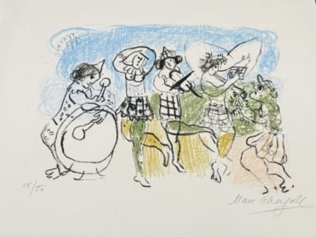 Litografía Chagall - Les Petits Arlequins (The Little Harlequins)