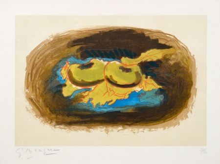 Litografía Braque - Les Pommes et Feuilles (Apples and Leaves), 1958