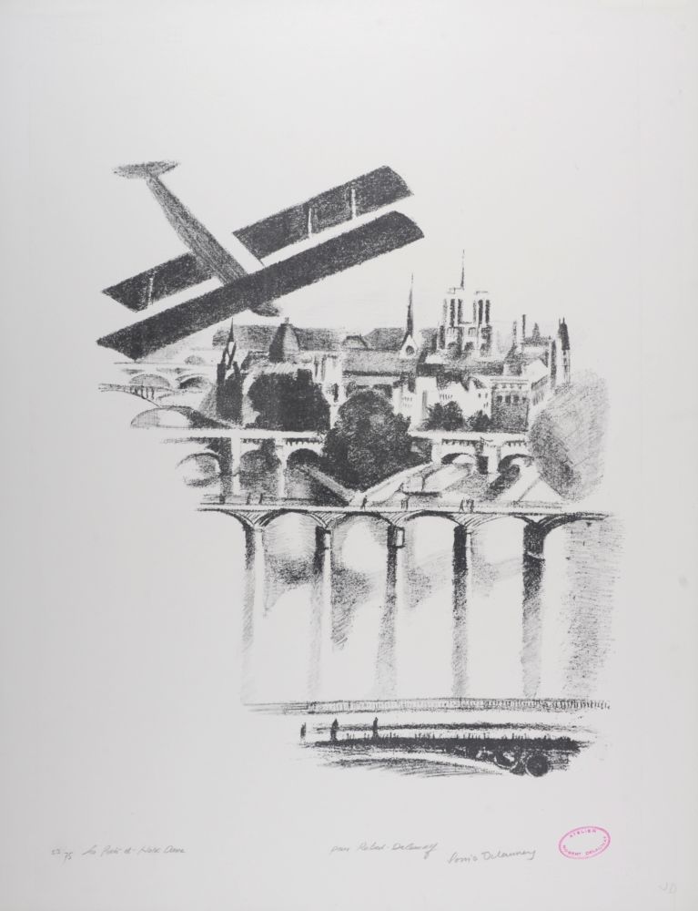 Litografía Delaunay - Les Ponts et Notre Dame, 1969