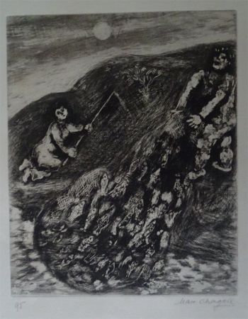 Aguafuerte Chagall - Les possions et le Berger qui joue de la Flute