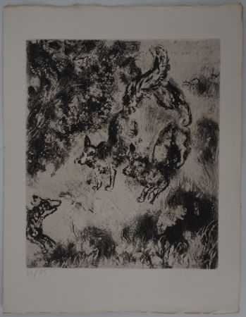 Grabado Chagall - Les renards (Le renard ayant la queue coupée)