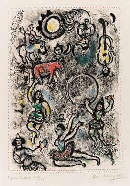 Litografía Chagall - Les saltimbanques