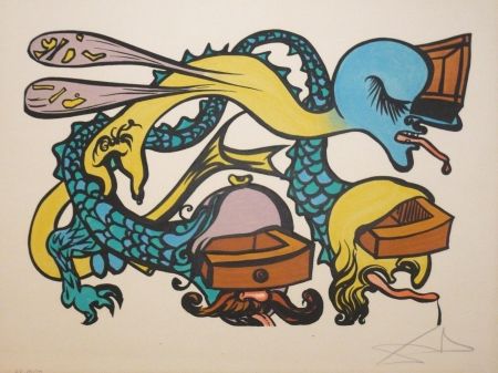 Litografía Dali - Les vitraux - Dragon a tiroirs