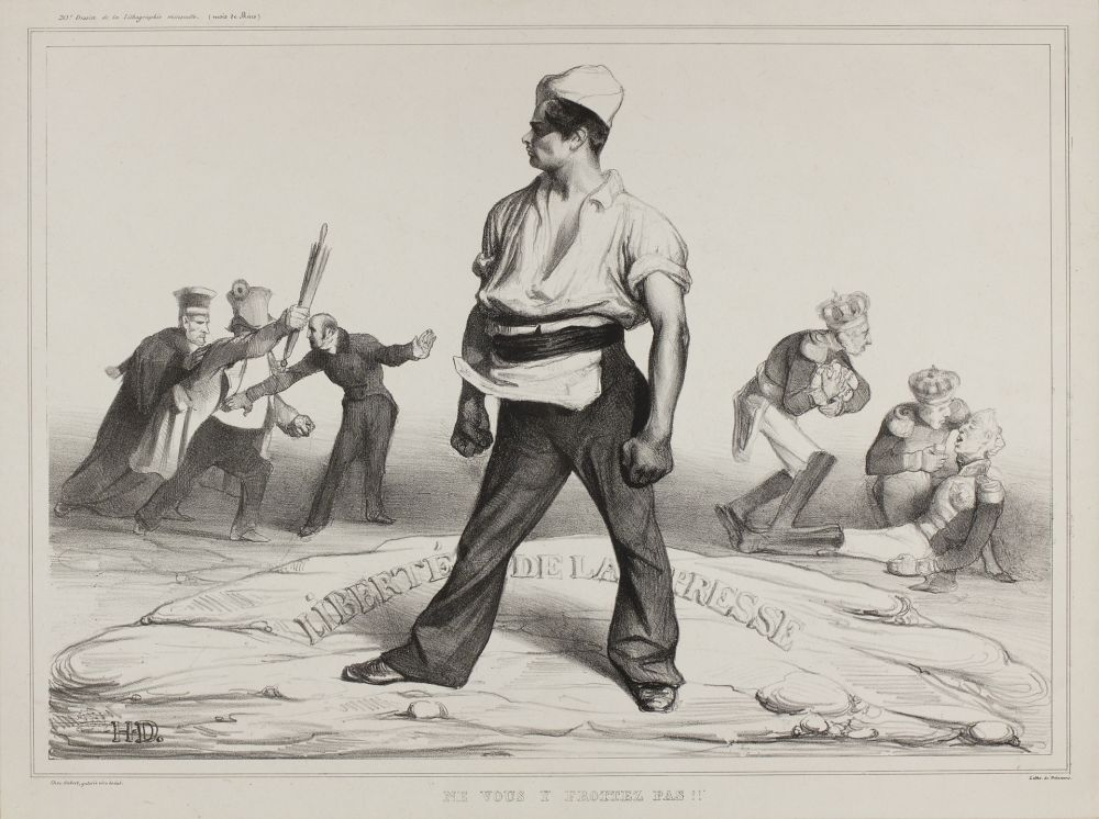 Litografía Daumier - Liberté de la Presse - Ne vous y frottez pas!