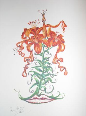 Litografía Dali - Lilium aurancacium (surrealistic flowers)