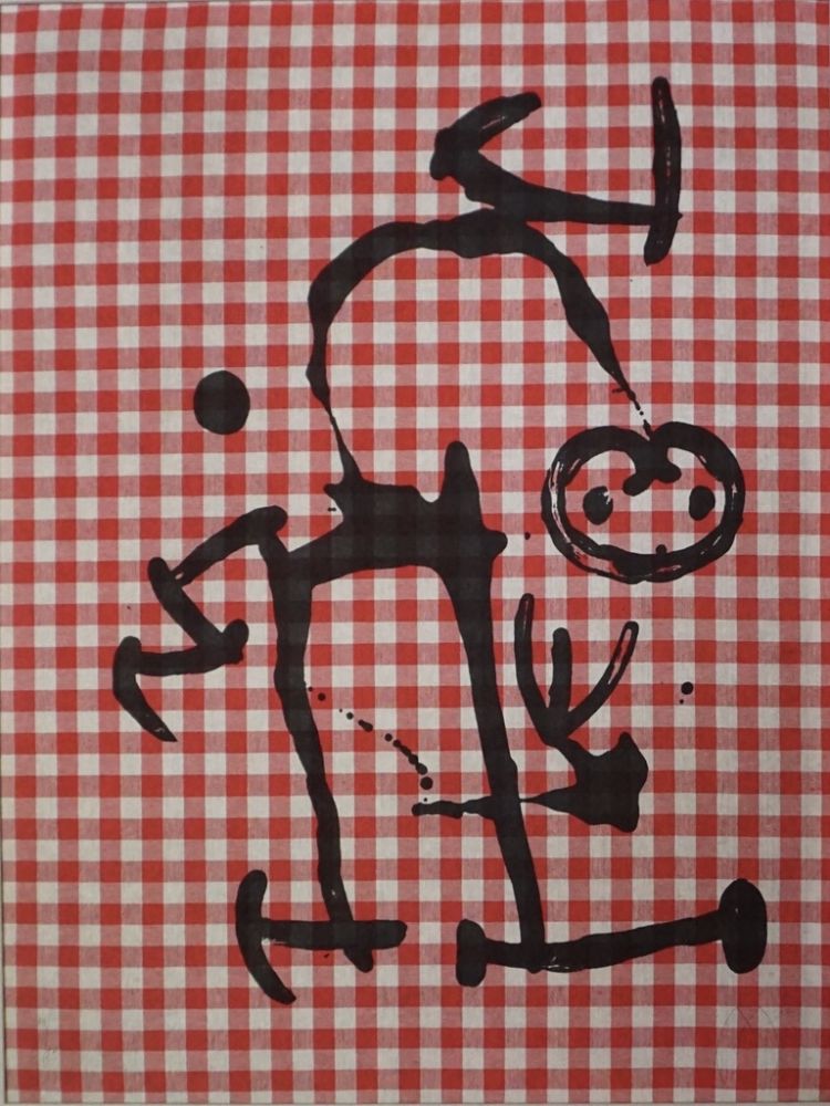 Litografía Miró - L'Illettré aux Carreaux Rouges