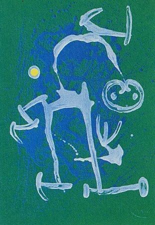 Litografía Miró - L'Illettré bleu & blanc