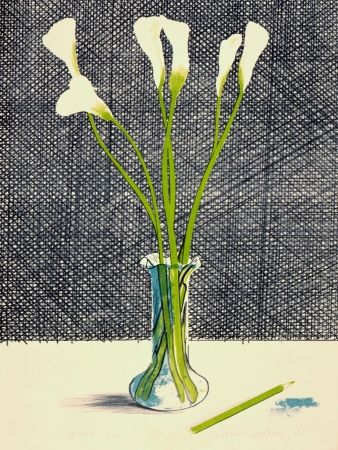 Litografía Hockney - Lillies (Still Life)