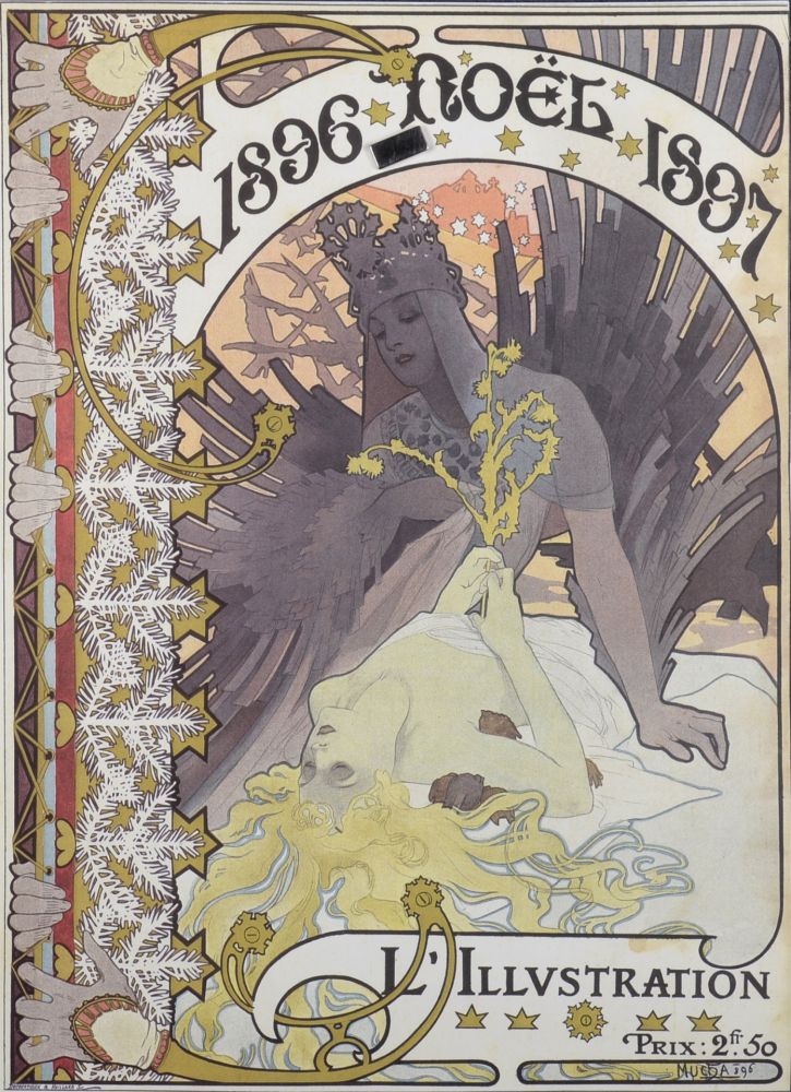 Litografía Mucha - L'Illustration magazine: cover for Christmas 1896/1897, (1896)