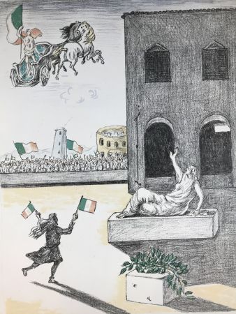 Litografía De Chirico - L'Italia del centenario 