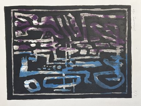 Litografía Corneille - Lithographie ancienne 1960. Composition Abstraite pour la revue Signe, Imre Pan