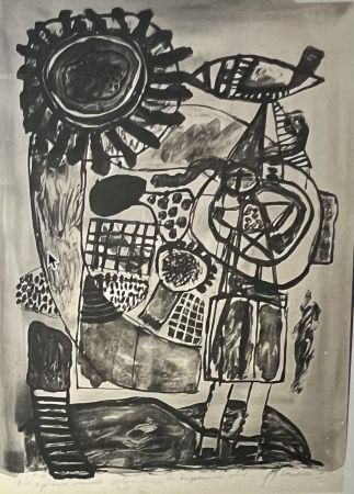 Litografía Corneille - Lithographie aquarellée La Baigneuse au soleil, 1974. Pièce Unique
